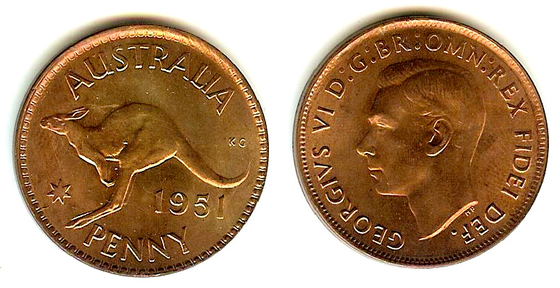 Australian Penny 1951m Brillaint Uncirculated